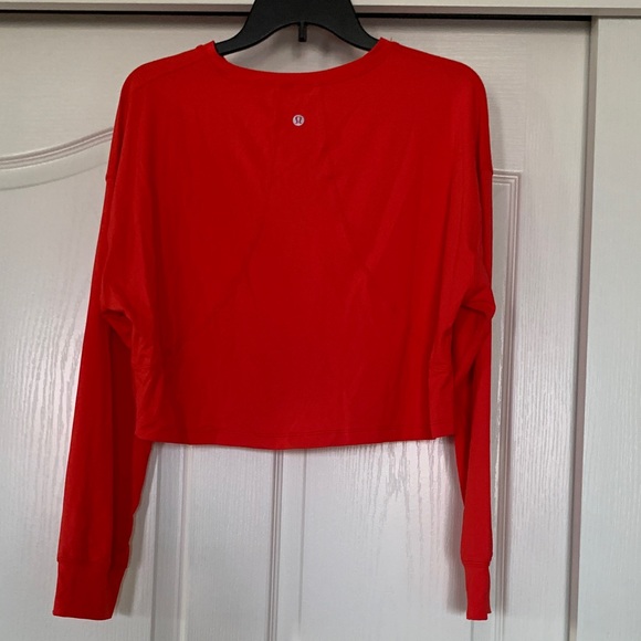 Lululemon Athletica Vibrant Red Long Sleeve Crop Tee - Picture 2 of 9